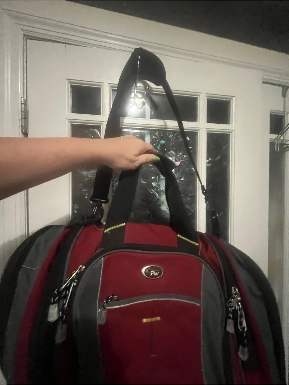 Unisex Red and Gray Travel Duffel Bag - Versatile Shoulder Carry